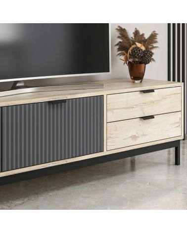 Porta tv Esta con 2 ante antracite e 2 cassetti rovere sonoma