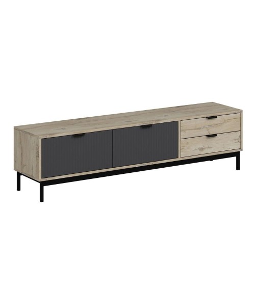 Porta tv Esta con 2 ante antracite e 2 cassetti rovere sonoma