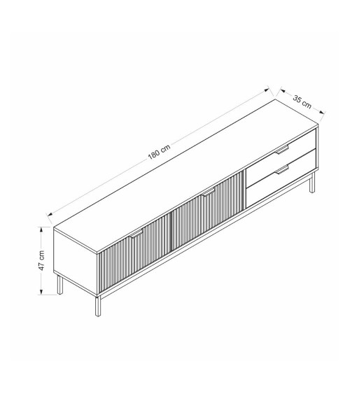 Porta tv Esta con 2 ante antracite e 2 cassetti rovere sonoma