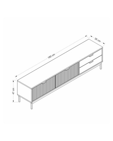 Porta tv Esta con 2 ante antracite e 2 cassetti rovere sonoma