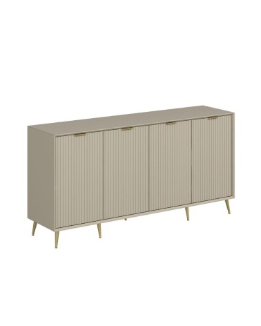 Madia Kale con 4 ante a filo effetto cannettato colore cashmere con maniglie e piedini oro