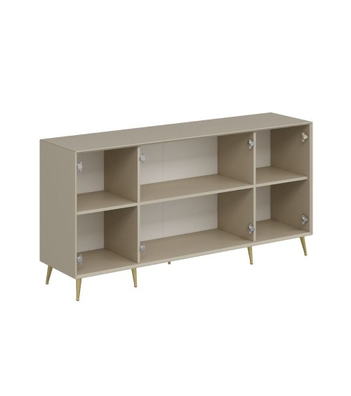 Madia Kale con 4 ante a filo effetto cannettato colore cashmere con maniglie e piedini oro