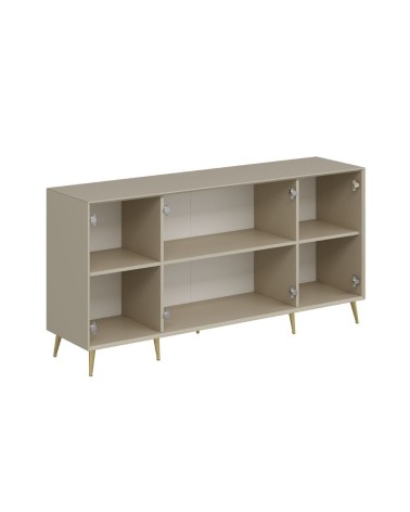 Madia Kale con 4 ante a filo effetto cannettato colore cashmere con maniglie e piedini oro
