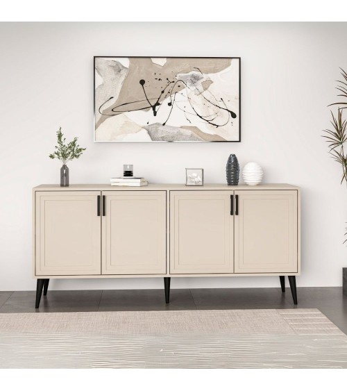 Madia Prime con 4 ante colore cashmere con maniglie e piedini neri