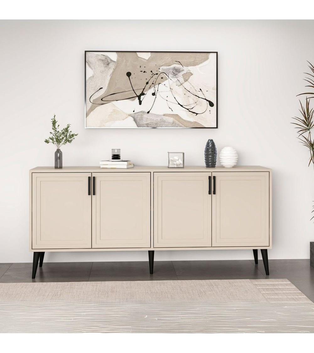 Madia Prime con 4 ante colore cashmere con maniglie e piedini neri