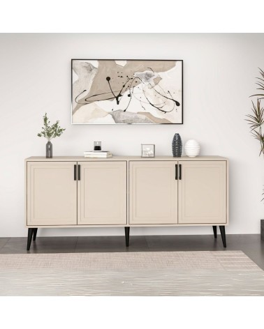 Madia Prime con 4 ante colore cashmere con maniglie e piedini neri