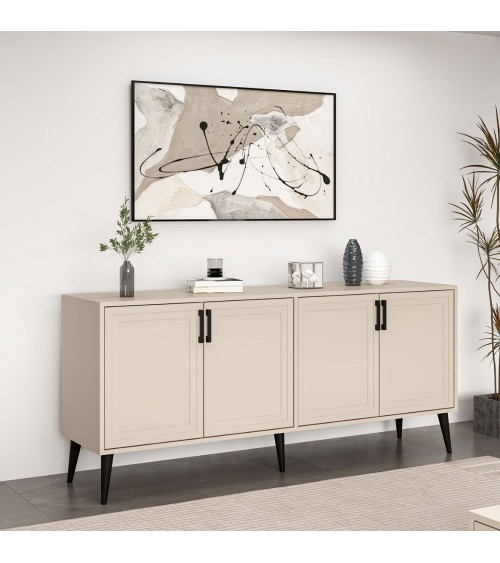 Madia Prime con 4 ante colore cashmere con maniglie e piedini neri