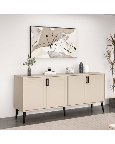 Madia Prime con 4 ante colore cashmere con maniglie e piedini neri