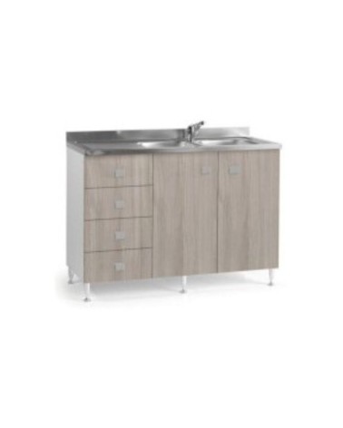 Base lavello 120 con cassettiera a sinistra colore olmo