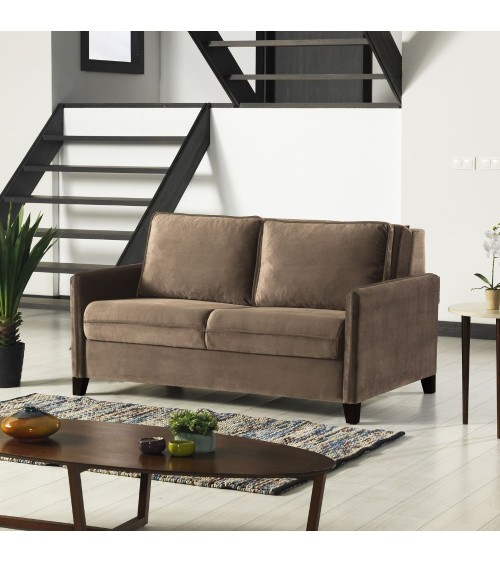 Divano letto 2 posti Alcona con contenitore in tessuto colore cappuccino 67-056