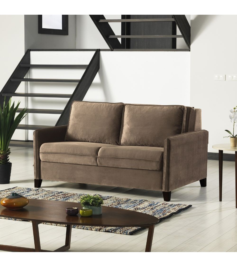 Divano letto 2 posti Alcona con contenitore in tessuto colore cappuccino 67-056