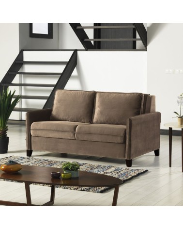 Divano letto 2 posti Alcona con contenitore in tessuto colore cappuccino 67-056