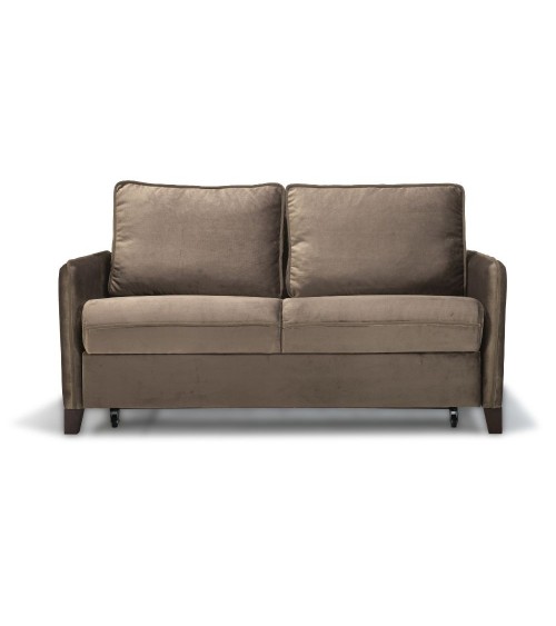Divano letto 2 posti Alcona con contenitore in tessuto colore cappuccino 67-056