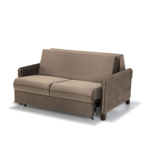 Divano letto 2 posti Alcona con contenitore in tessuto colore cappuccino 67-056