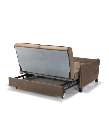 Divano letto 2 posti Alcona con contenitore in tessuto colore cappuccino 67-056