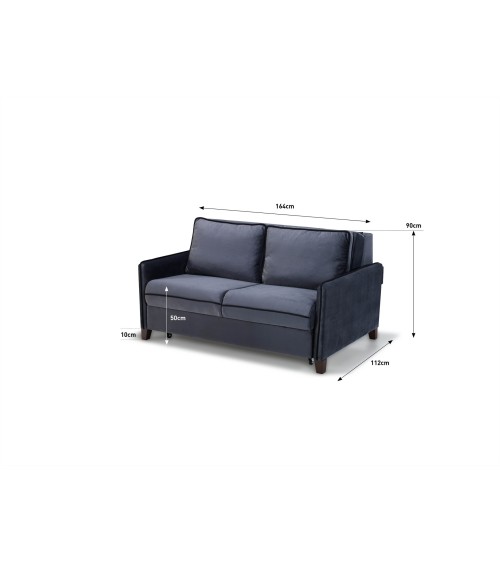 Divano letto 2 posti Alcona con contenitore in tessuto colore cappuccino 67-056