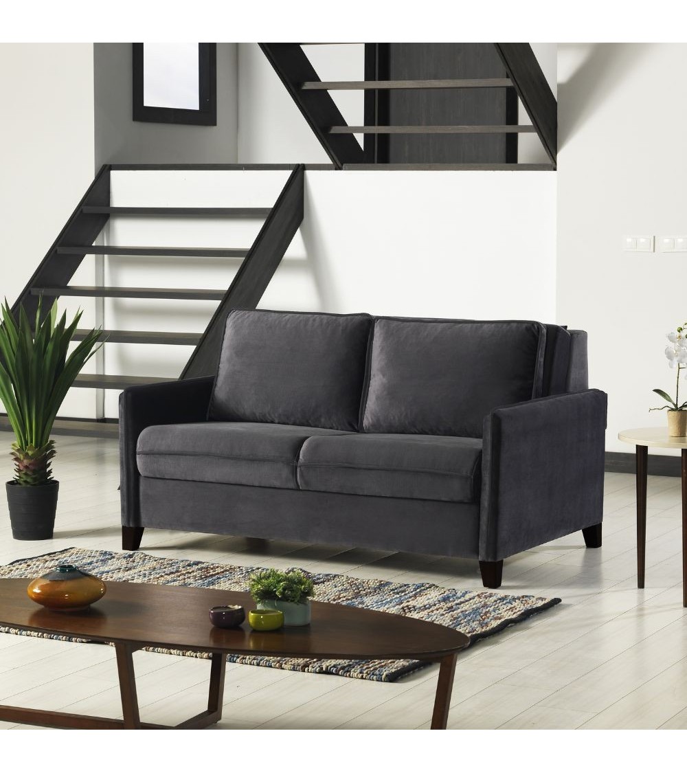 Divano letto 2 posti Alcona con contenitore in tessuto colore grigio 57-056