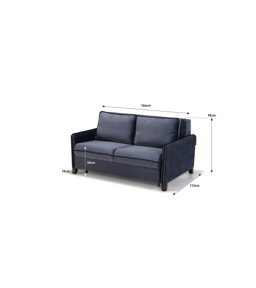 Divano letto 2 posti Alcona con contenitore in tessuto colore grigio 57-056