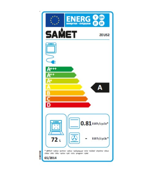 Forno elettrico statico Samet Zeus2  da incasso 6 funzioni nero classe A