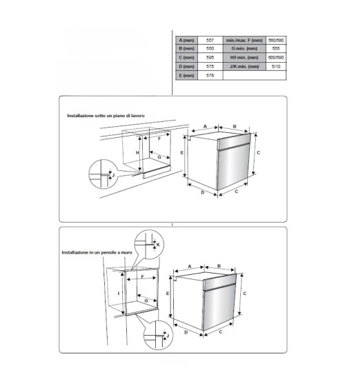 Forno elettrico statico Samet Zeus2  da incasso 6 funzioni nero classe A