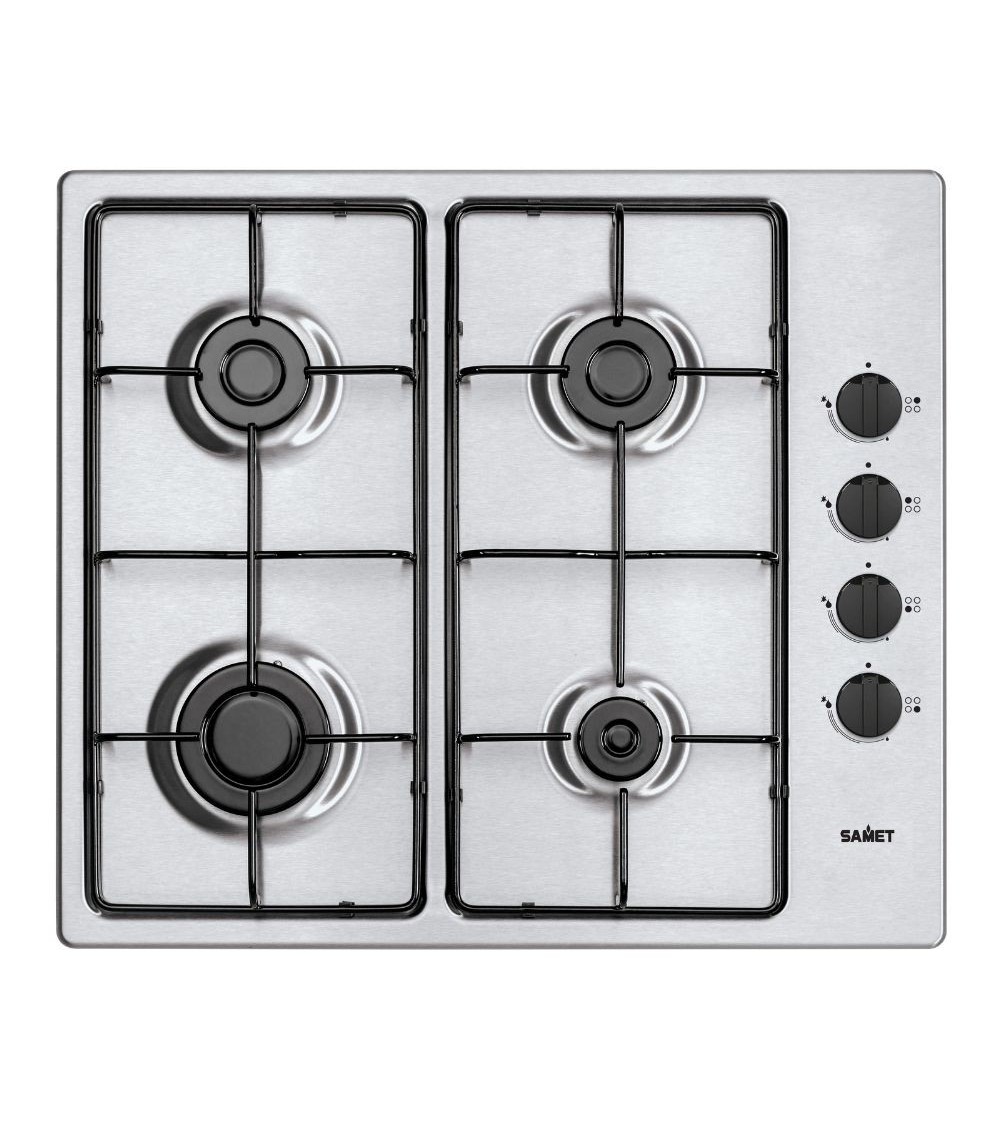 Piano cottura Samet Ariane2025 a gas 4 fuochi con manopole laterali inox