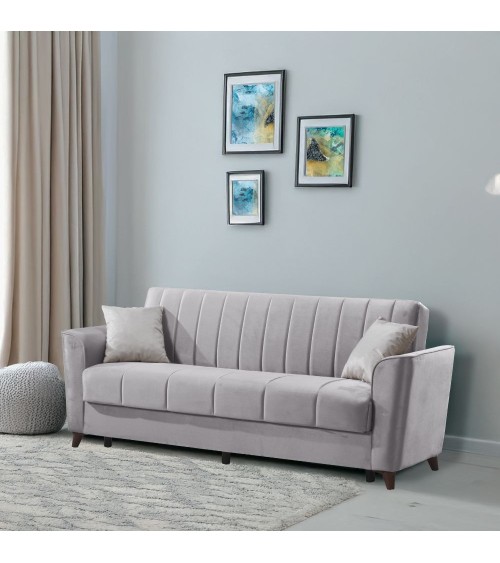 Divano letto Duca con contenitore in velluto Setra grigio