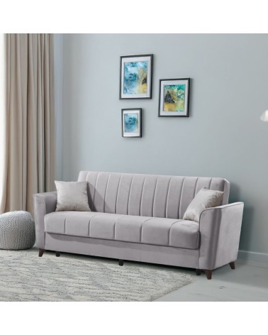 Divano letto Duca con contenitore in velluto Setra grigio