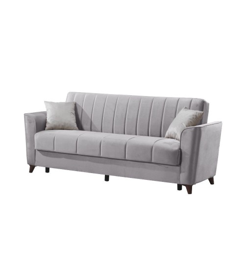 Divano letto Duca con contenitore in velluto Setra grigio