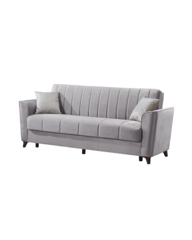 Divano letto Duca con contenitore in velluto Setra grigio