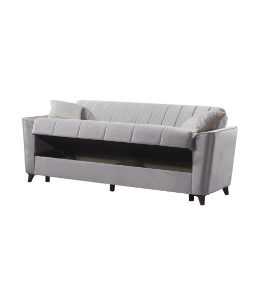 Divano letto Duca con contenitore in velluto Setra grigio