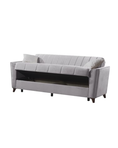 Divano letto Duca con contenitore in velluto Setra grigio