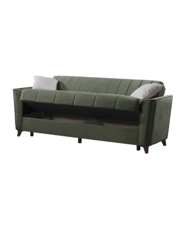 Divano letto Duca con contenitore in velluto Setra verde