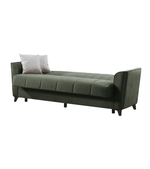 Divano letto Duca con contenitore in velluto Setra verde