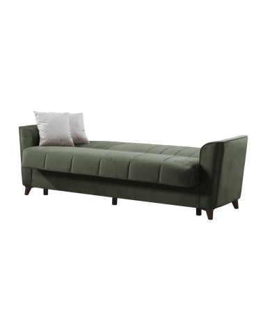 Divano letto Duca con contenitore in velluto Setra verde