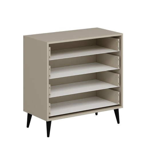 Cassettiera Prime 4 cassetti colore cashmere con maniglie e piedini neri