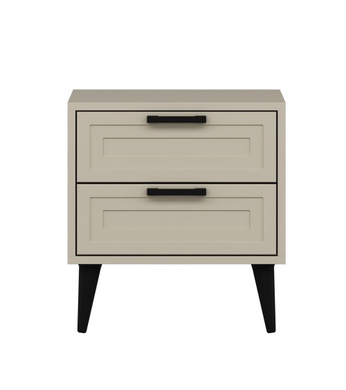 Comodino Prime con 2 cassetti colore cashmere con maniglie e piedini neri
