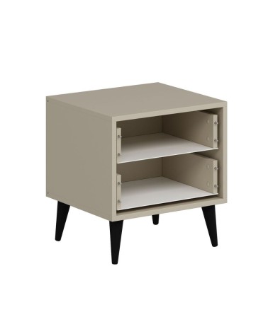 Comodino Prime con 2 cassetti colore cashmere con maniglie e piedini neri