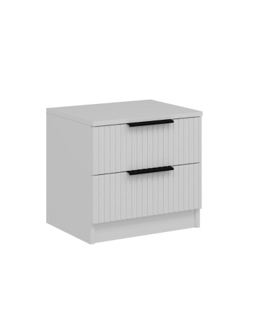 Comodino Kale con 2 cassetti a filo effetto cannettato colore bianco