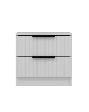 Comodino Kale con 2 cassetti a filo effetto cannettato colore bianco