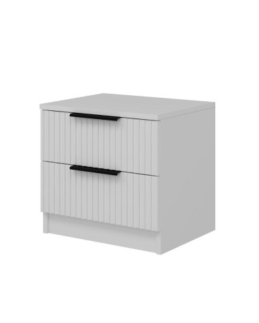 Comodino Kale con 2 cassetti a filo effetto cannettato colore bianco