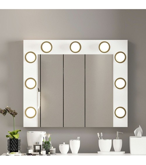 Specchio trucco Armin colore bianco con luci LED lampadine non incluse