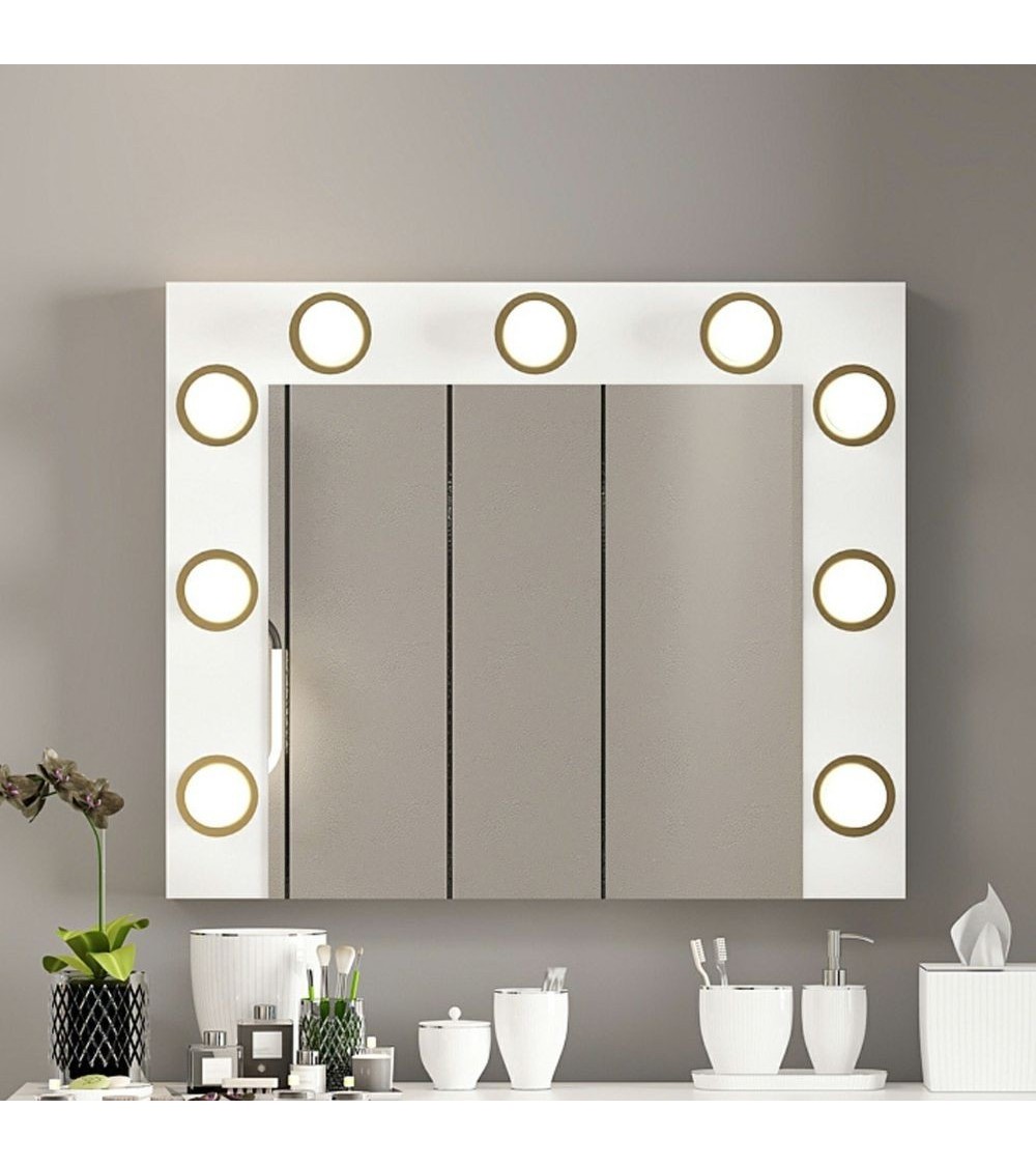 Specchio trucco Armin colore bianco con luci LED lampadine non incluse