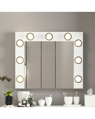 Specchio trucco Armin colore bianco con luci LED lampadine non incluse