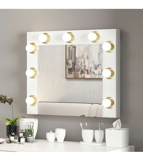 Specchio trucco Armin colore bianco con luci LED lampadine non incluse