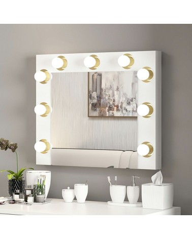 Specchio trucco Armin colore bianco con luci LED lampadine non incluse