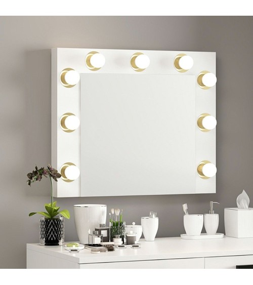 Specchio trucco Armin colore bianco con luci LED lampadine non incluse