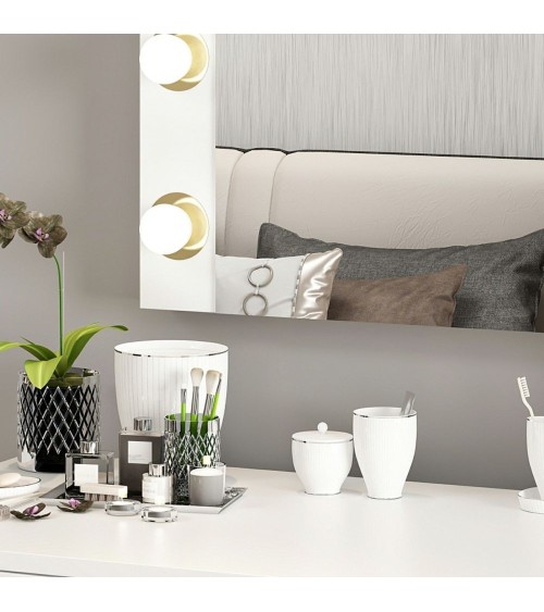 Specchio trucco Armin colore bianco con luci LED lampadine non incluse