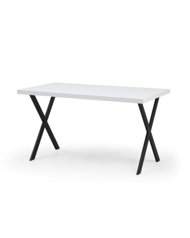 Tavolo fisso Brayn con piano bianco e piedi in ferro nero