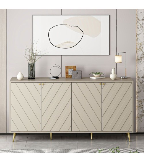 Madia Jana con 4 ante in cashmere con intagli maniglie e piedini oro