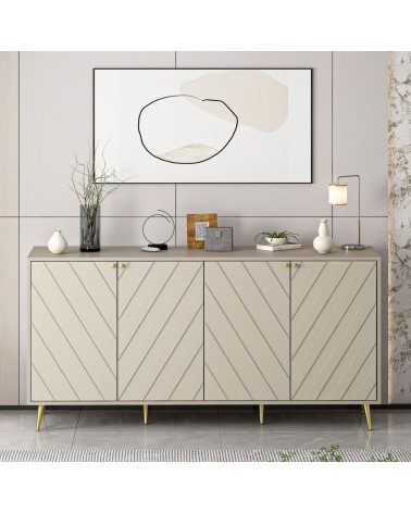 Madia Jana con 4 ante in cashmere con intagli maniglie e piedini oro